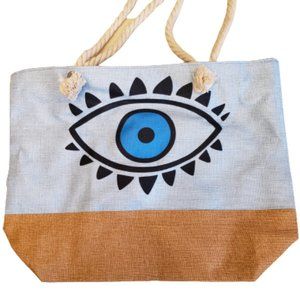 Evil Eye Canvas Beach Bag Tote
